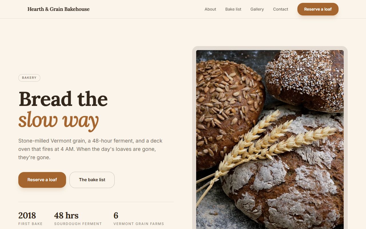 Bakery — Artisan template preview