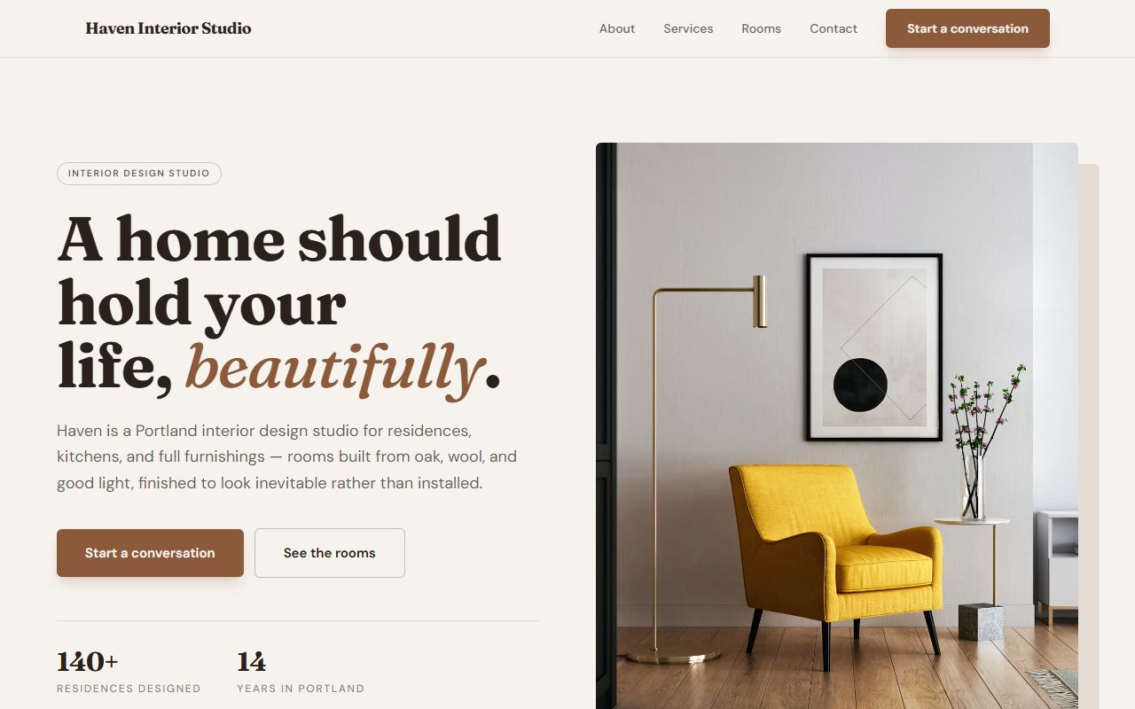 Haven Interiors template preview