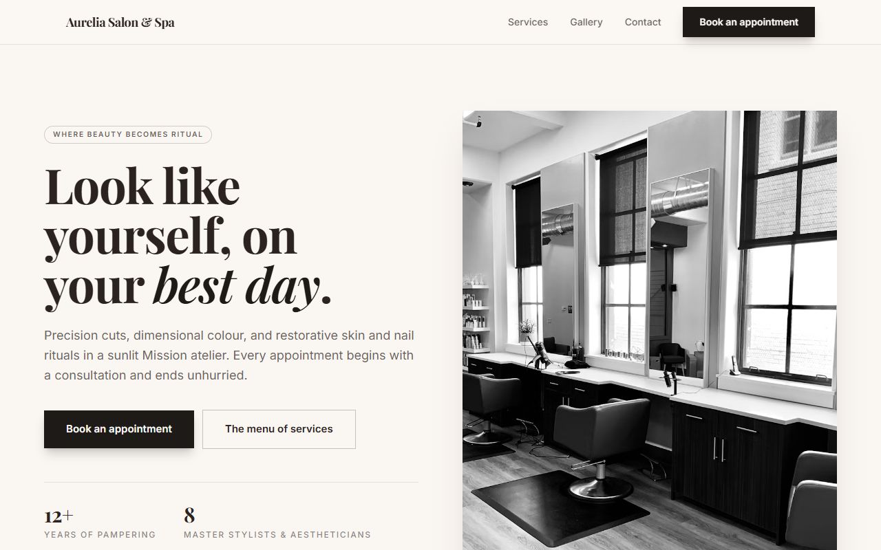 Salon Luxe template preview