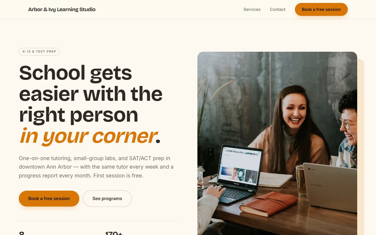 Tutoring — Bright template preview
