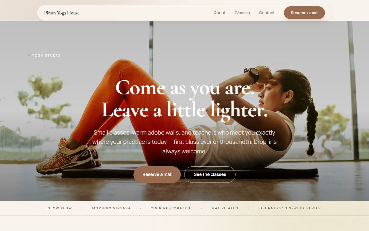 Yoga — Serene template preview